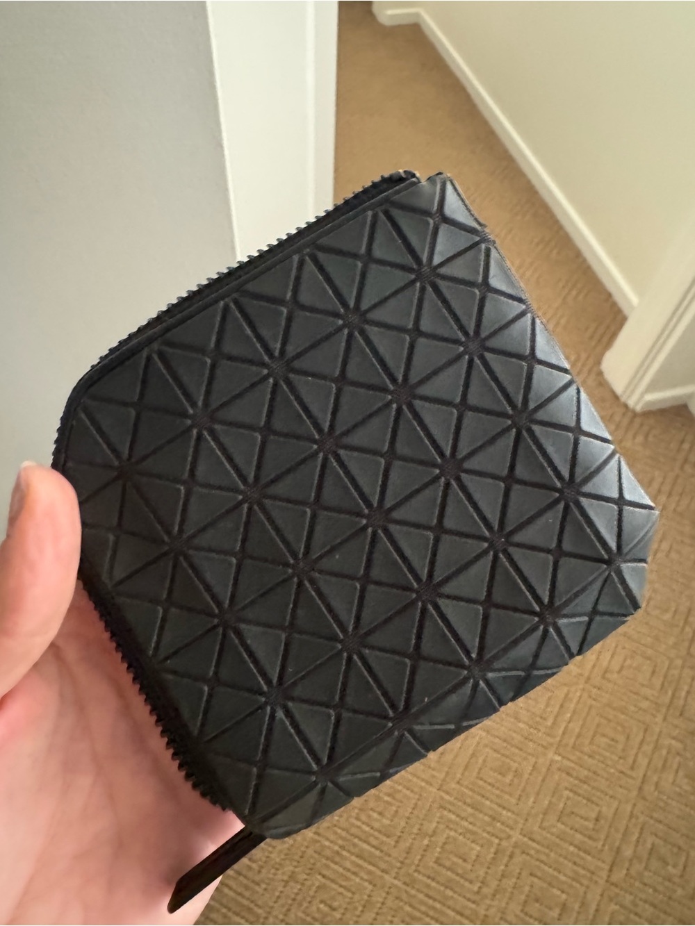 Bao Bao Issey Miyake Geometric Textured Zip Wallet in Black - Picture 12 of 13